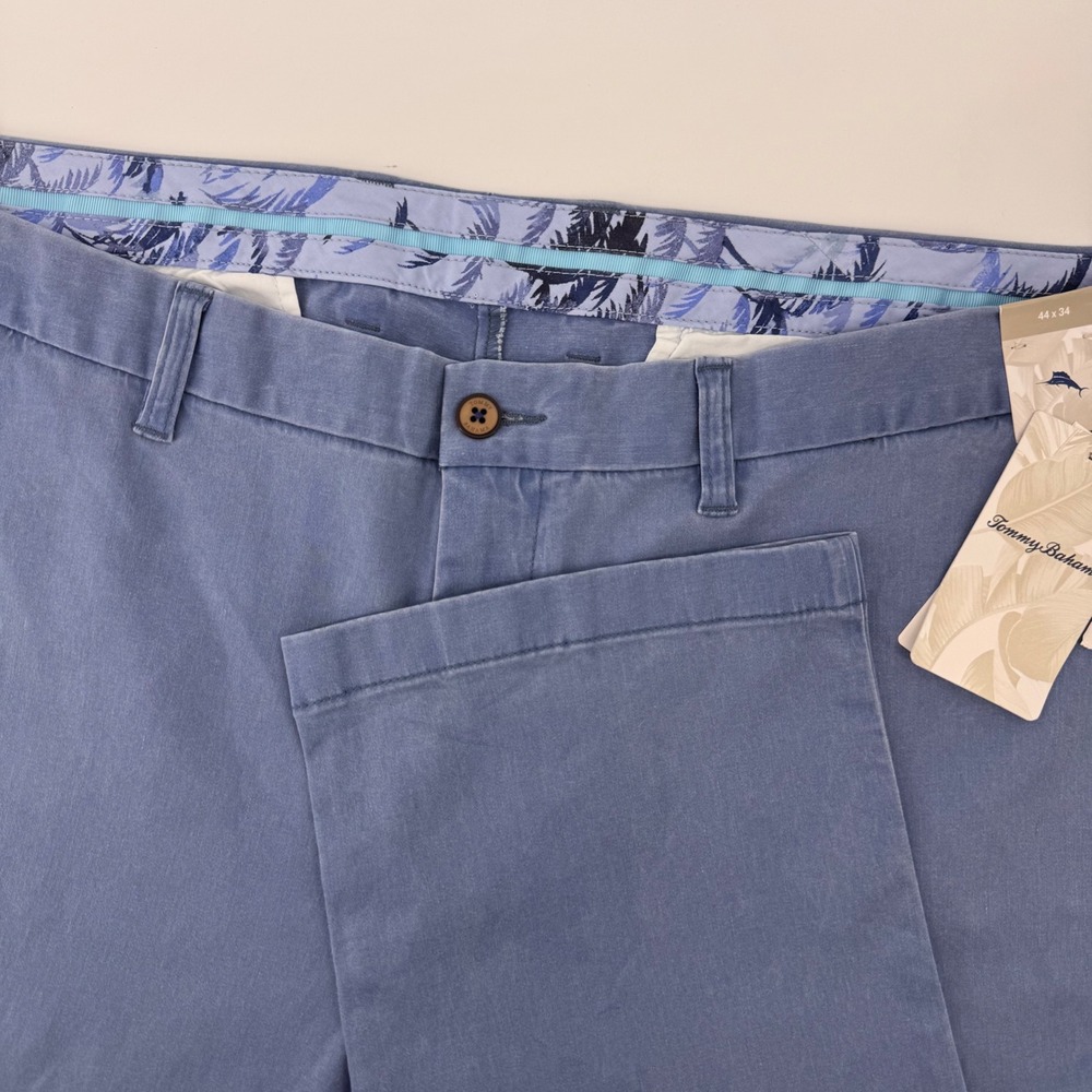Tommy Bahama Boracay Flat Front Pants Mens 44x34 Blue T115496 Cotton Stretch